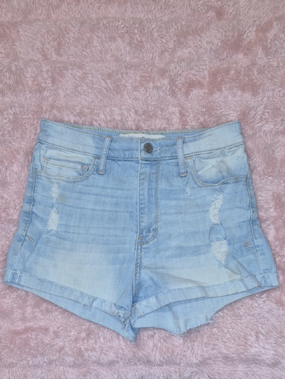 Hollister Light Blue Distressed Denim Shorts